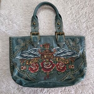 Isabella Fiore Easy Rider Kathleen Shoulder Bag Purse Faith Love Hope